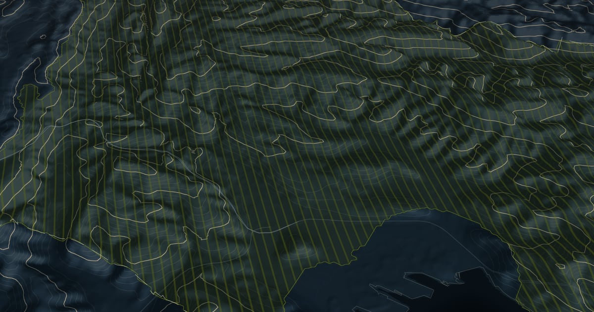 Relief: EU-DEM, processed by TriesteVillas Terrain of The hills of Koper, with contour lines